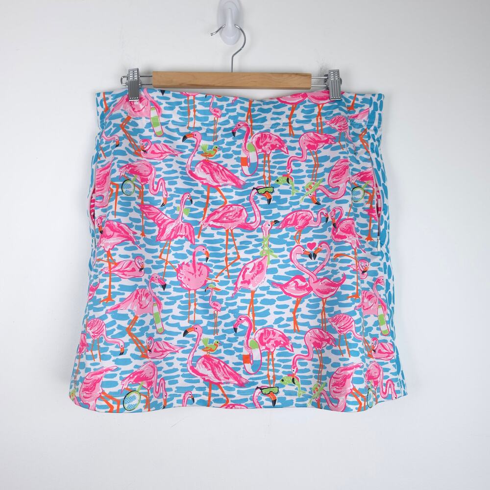 Gretchen Scott Athleisure Skort Blue Pink Flamingo Skort Size Extra Large